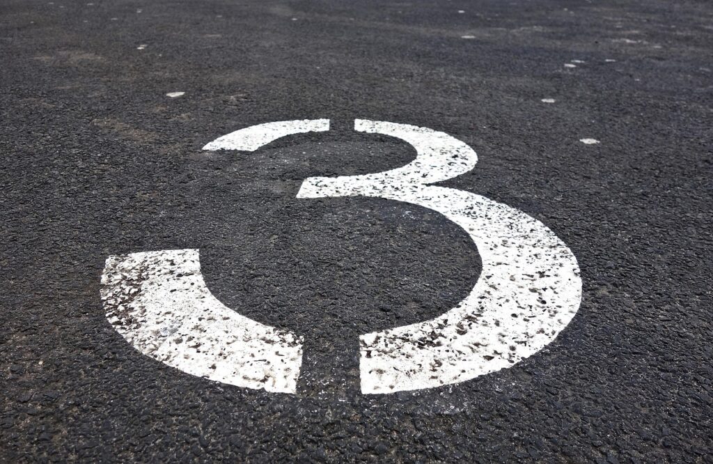 three, number, digit, numeral, symbol, sign, tarmac, parking lot, parking section, gray digital, gray park, gray numbers, three, three, tarmac, tarmac, tarmac, tarmac, tarmac, parking lot, parking lot